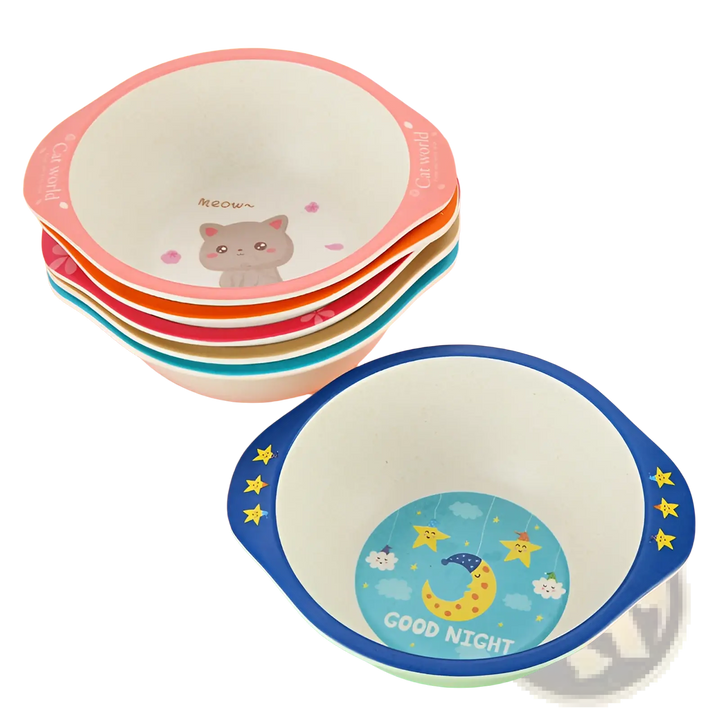 Bamboo Fiber Baby Bowls Cartoon Animal Feeding Dishes