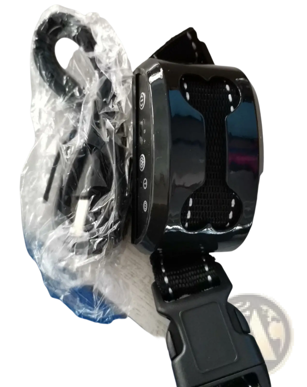 Automatic dog training collar device, black with strap and control buttons