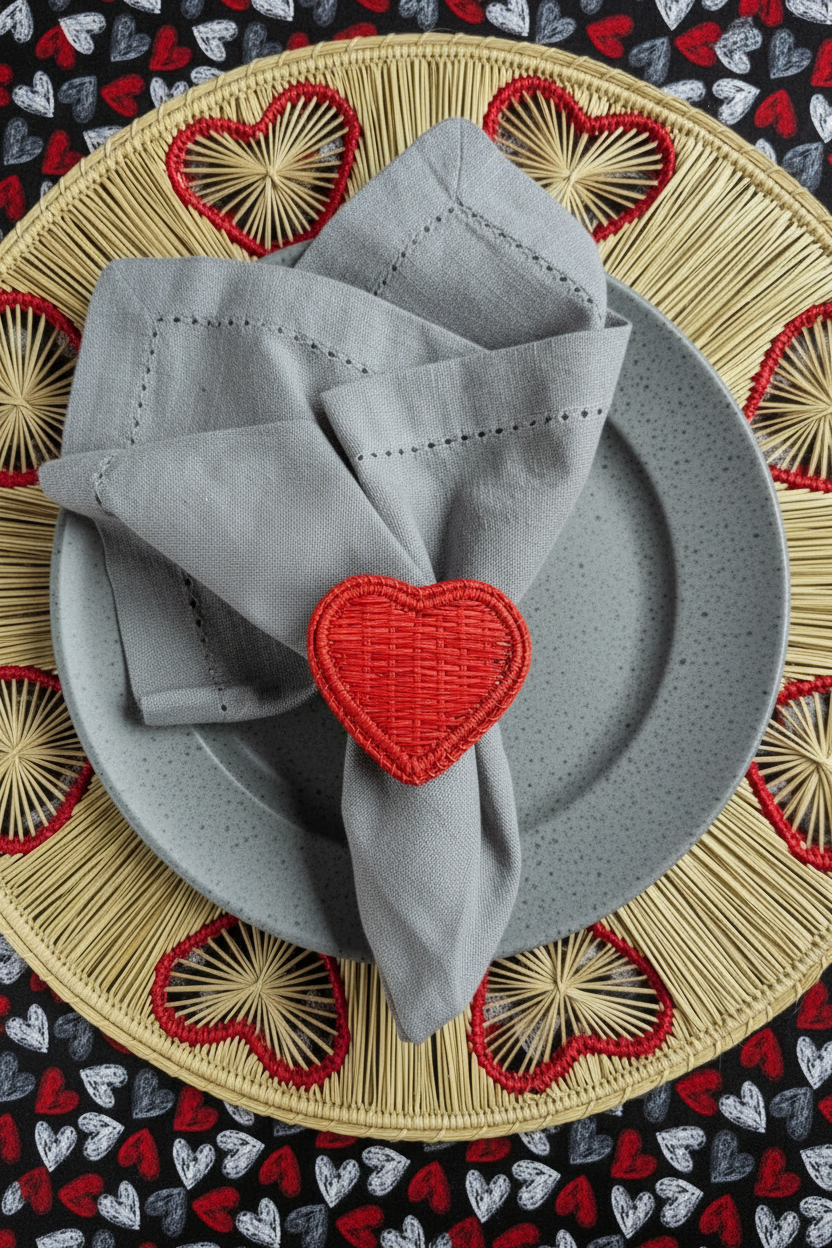 Heart Handwoven Iraca Napkin Ring