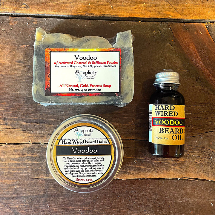 Bearded Trio Gift Set with Hard Wired Beard Oil, Balm, & Body Soap Bar