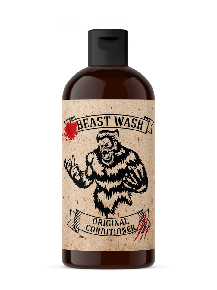 Conditioner bottle with black pump, amber liquid, kraft label with bear and Original Conditioner