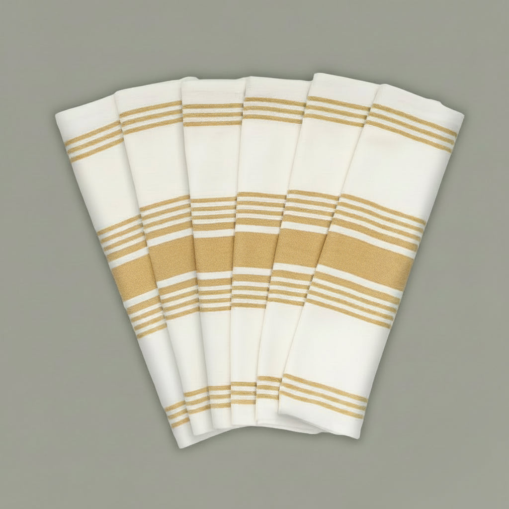 Organic Cotton Striped Kitchen Towels (Set of 6)