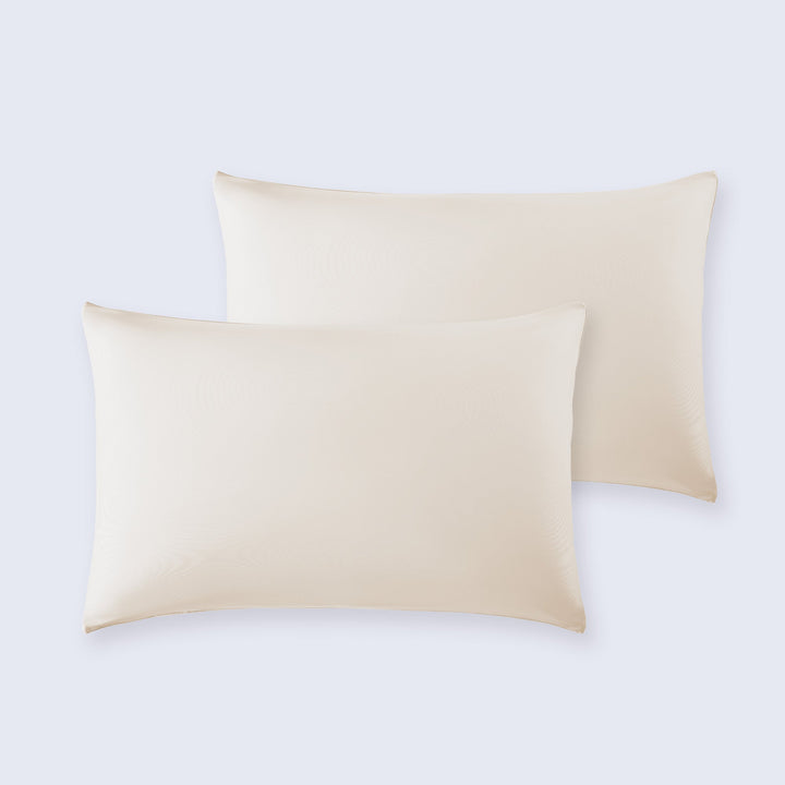 Cooling pillowcase set, cream-beige envelope style with smooth fabric