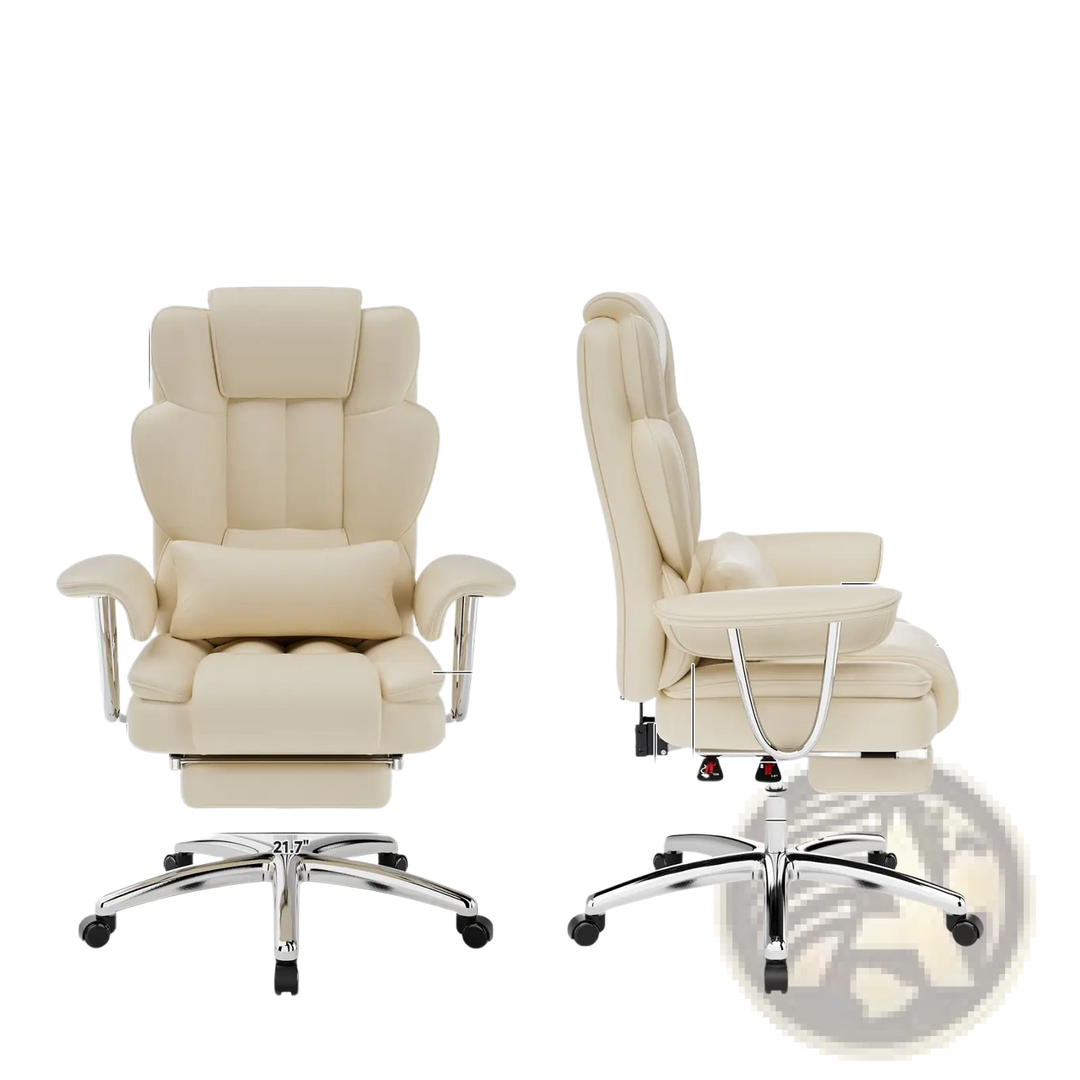 Big and Tall Executive Leather Office Chair with Footrest