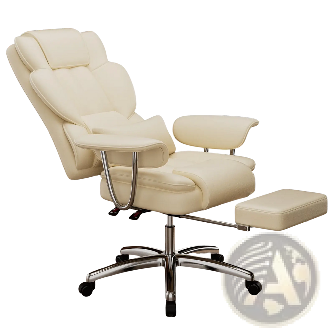 Big and Tall Executive Leather Office Chair with Footrest