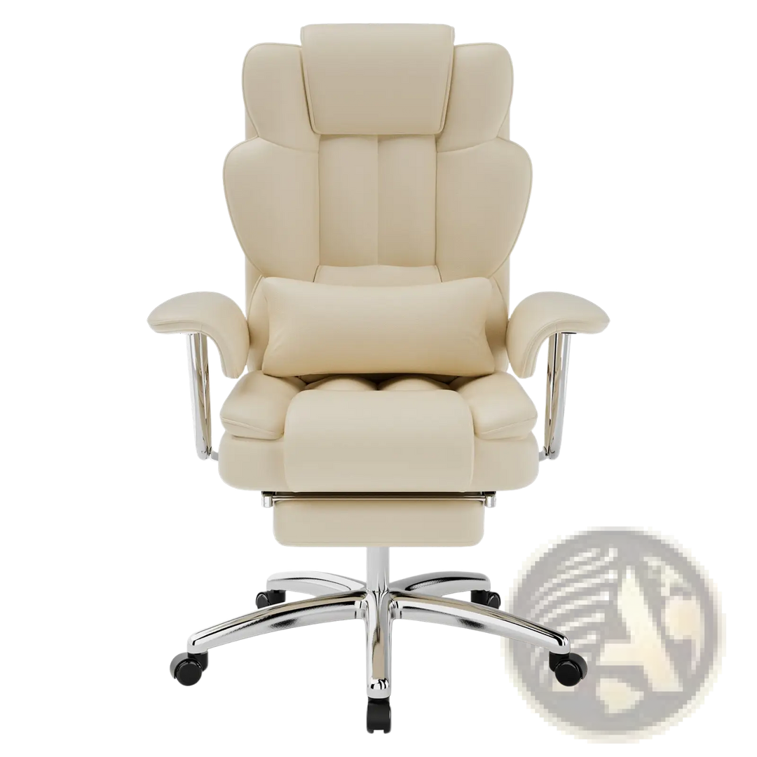 Big and Tall Executive Leather Office Chair with Footrest