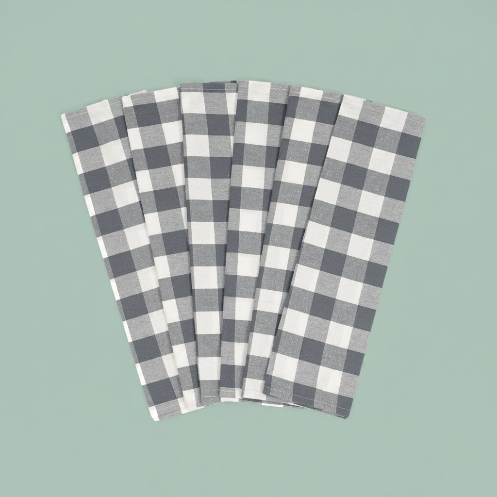 Cotton Plaid Kitchen Towels (Set of 6