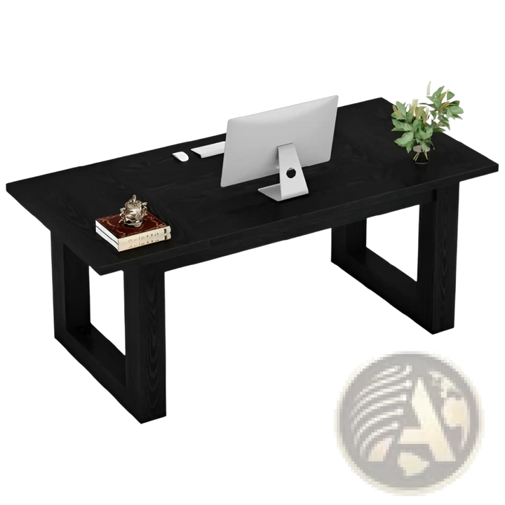 Black Wooden Office Desk Modern Minimalist Workstation