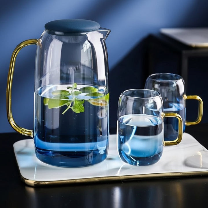 Blue Ombre Pitcher and Cups (Set of 5)