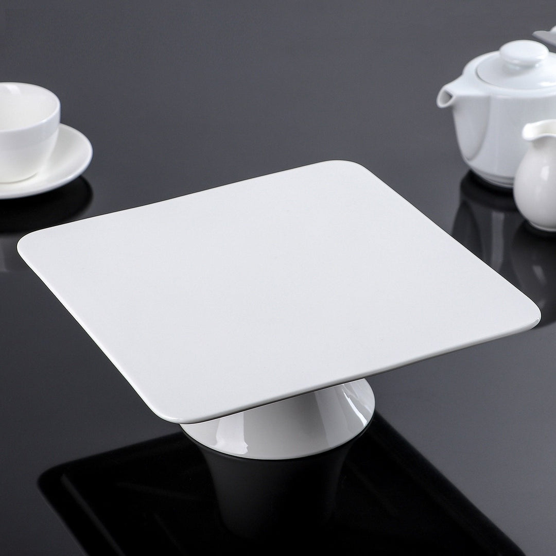 Square White Cake Stand 12" inch X 12" inch X 3.5" inch | In Colour Box
