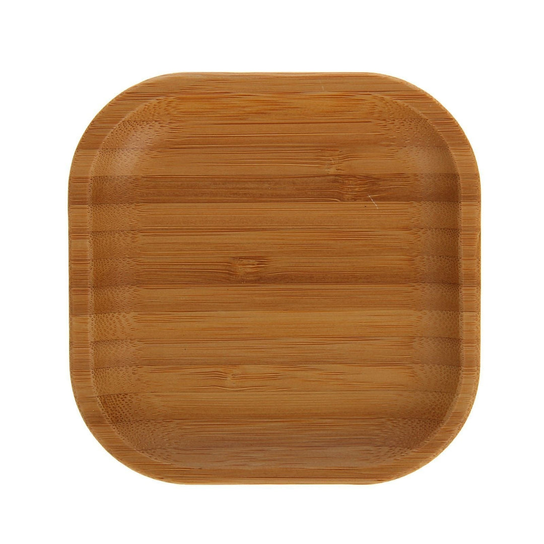 Square bamboo plate for appetizers, 4 x 4 inch, natural light-brown finish