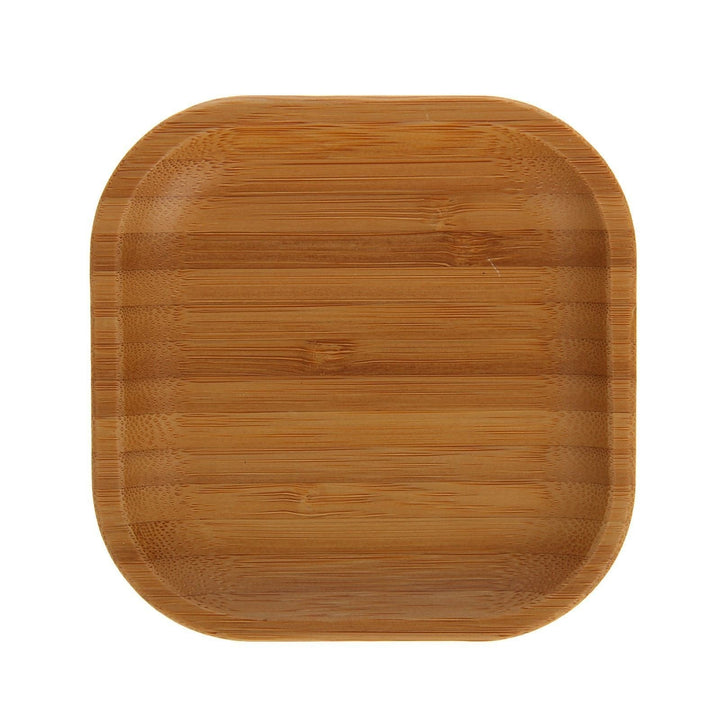 Square bamboo plate for appetizers, 4 x 4 inch, natural light-brown finish
