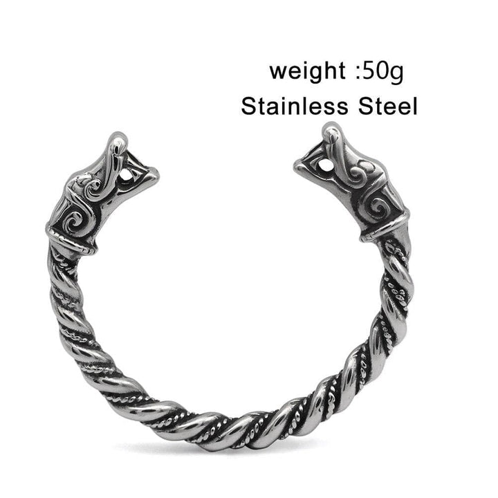 Stainless steel bracelet with braided links and dragon-head end pieces