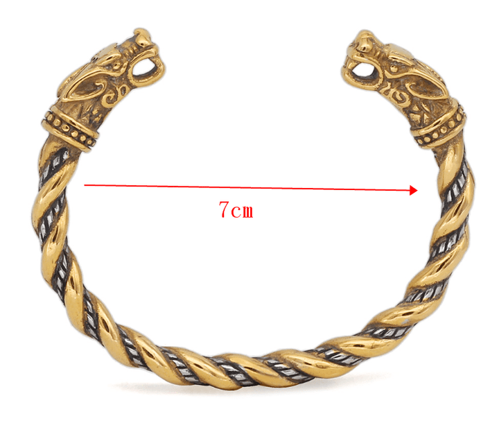 Braided wolf-head bracelet length marked 7 cm