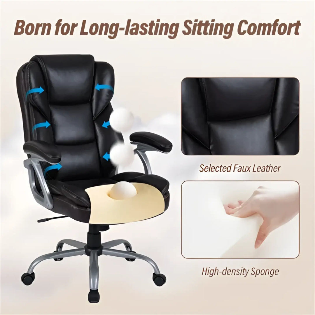 Brown Leather Executive Office Chair with Chrome Base