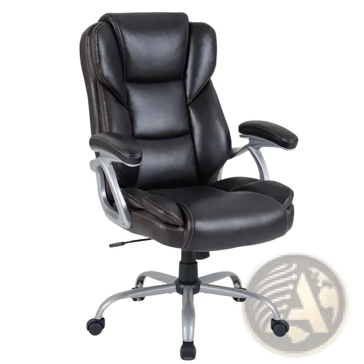 Brown Leather Executive Office Chair with Chrome Base