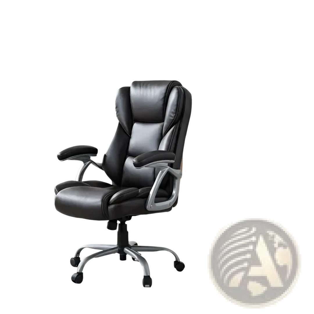 Brown Leather Executive Office Chair with Chrome Base