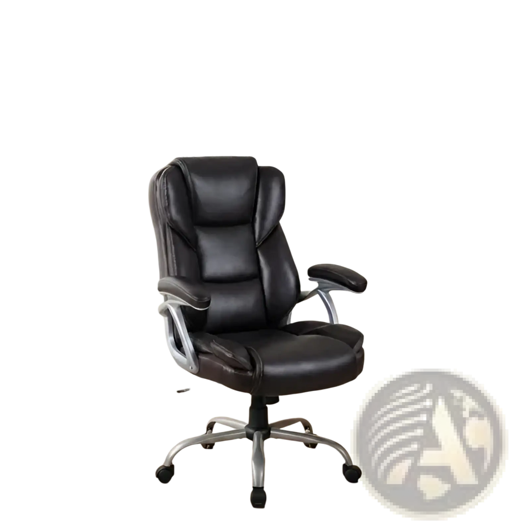 Brown Leather Executive Office Chair with Chrome Base