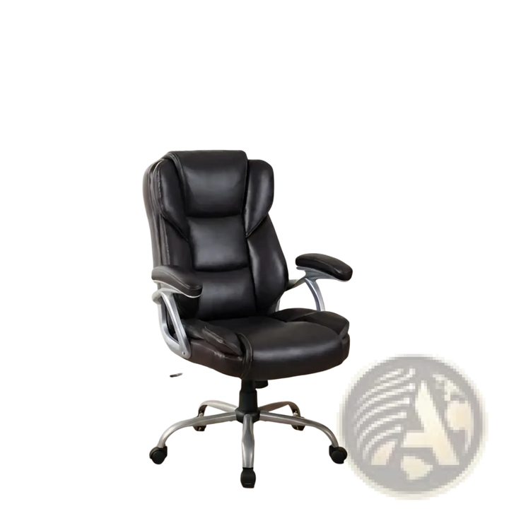 Brown Leather Executive Office Chair with Chrome Base