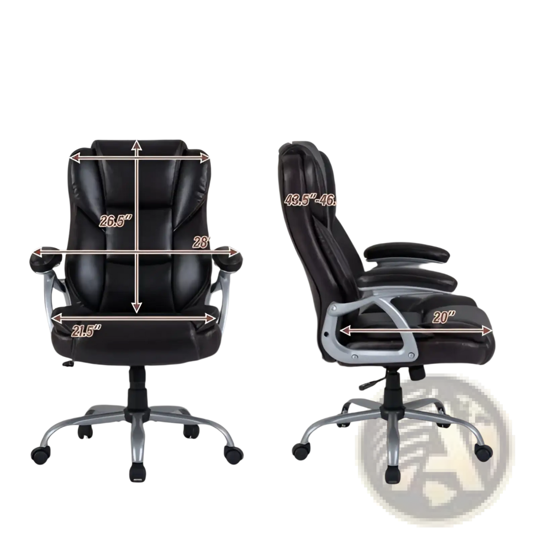 Brown Leather Executive Office Chair with Chrome Base