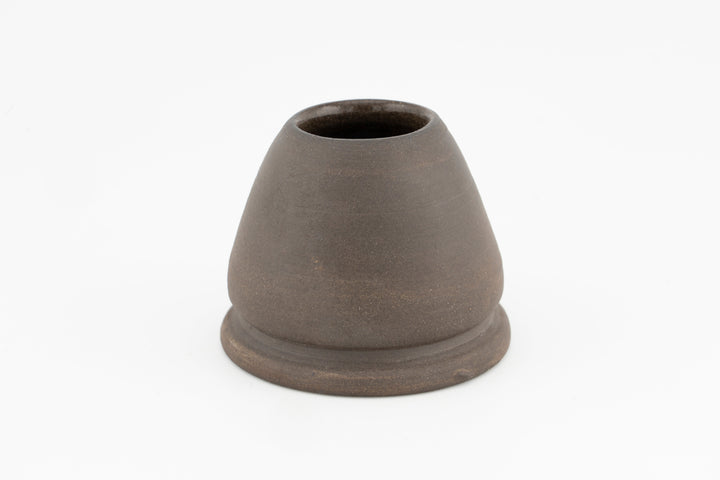 Conical matcha whisk holder in gray-brown stoneware