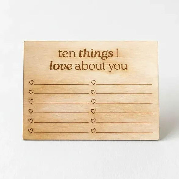Wooden love note card with &