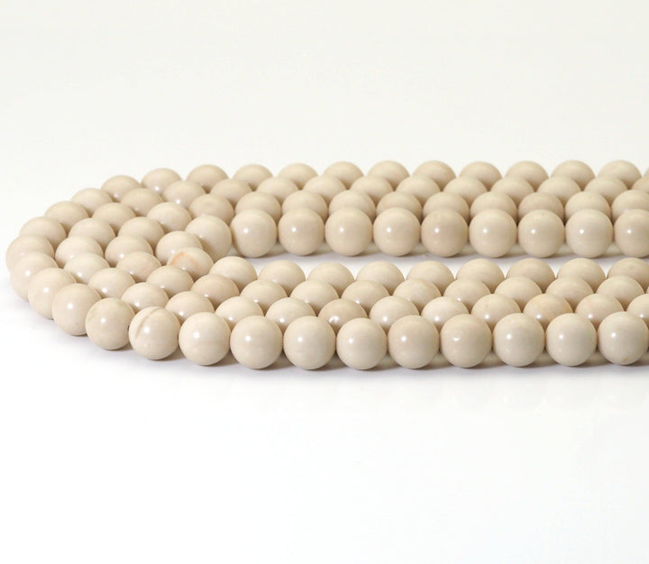 Genuine Fossil Wood Round Smooth Beads, 6mm/8mm/10mm/12mm, Sku#U1495
