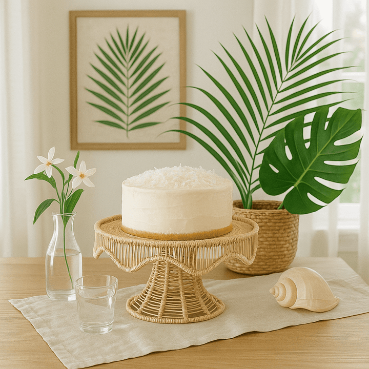 Woven Scallop Round Handwoven Iraca Cake Stand — Cake Stand, [material], MacondoForever