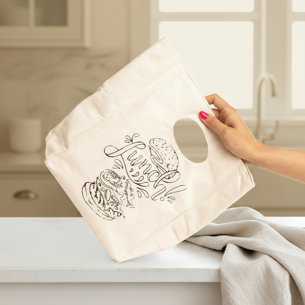 Reusable Organic Cotton Canvas Lunch Bag–Snap Closure