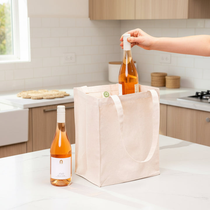 Organic Cotton Canvas Wine Tote—6‑Bottle
