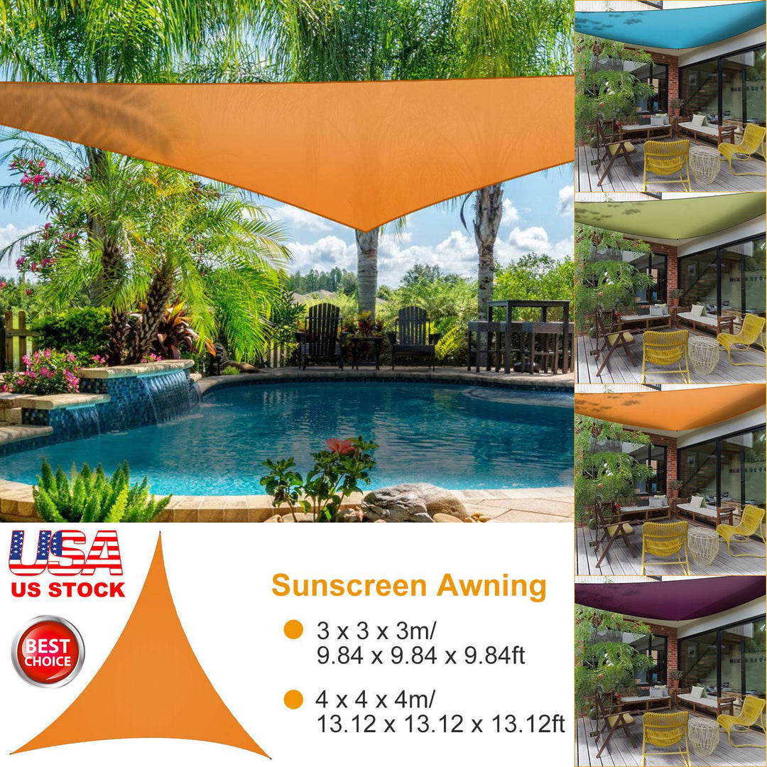 Orange triangular shade sail canopy for outdoor sun shade
