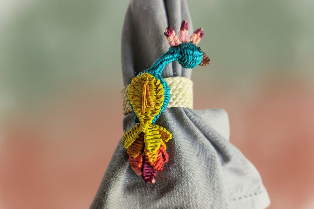 Peacock Handwoven Iraca Napkin Ring