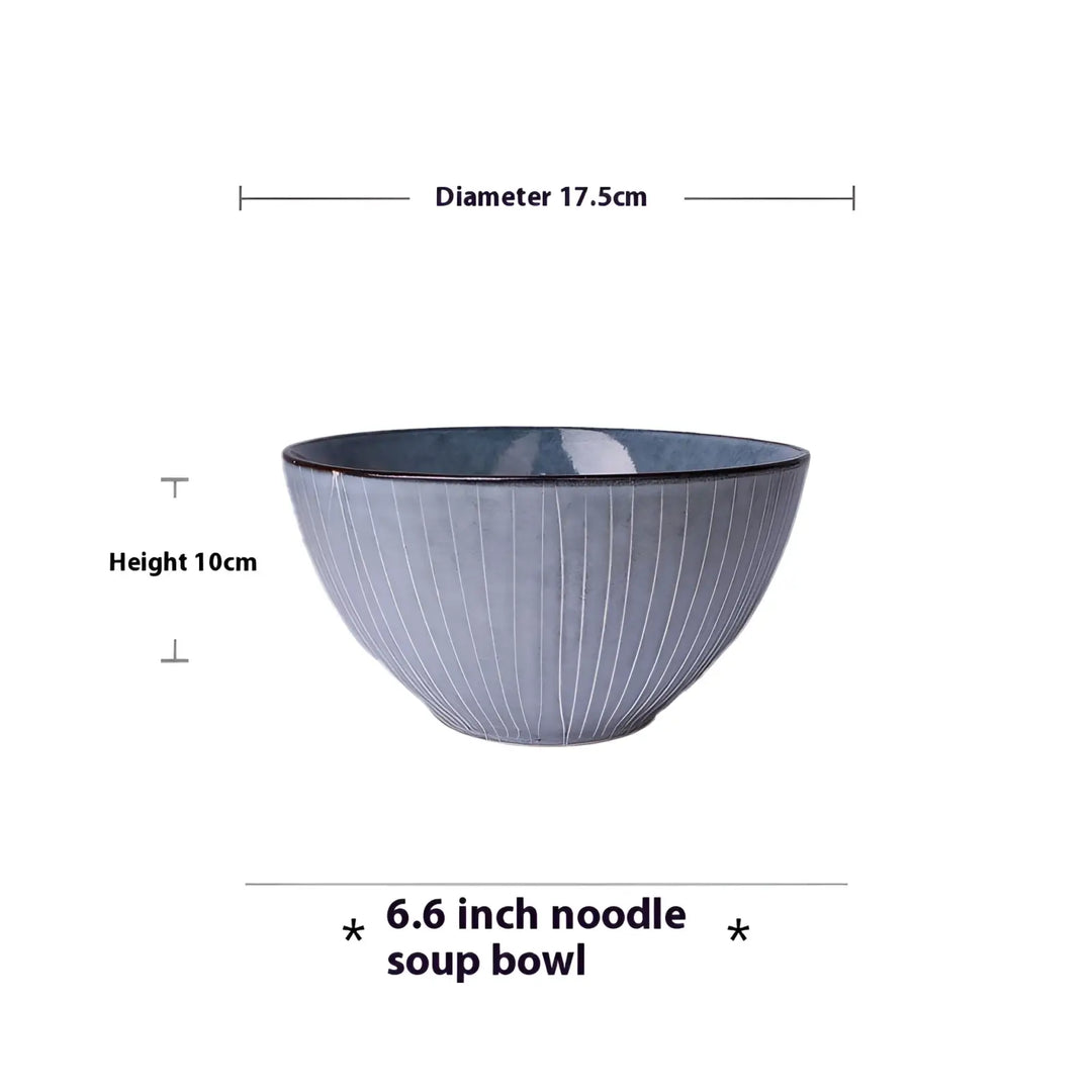 Ceramic Dinnerware Set Retro Ribbed Plates and Bowls