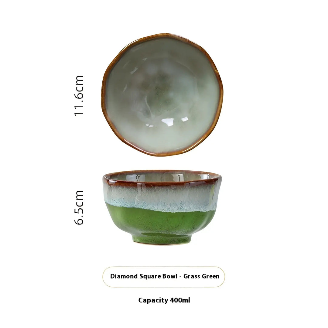 Ceramic Tableware Set Scalloped Fambe Diamond Dishes