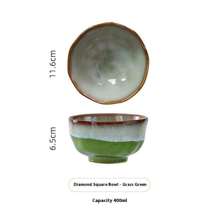 Ceramic Tableware Set Scalloped Fambe Diamond Dishes