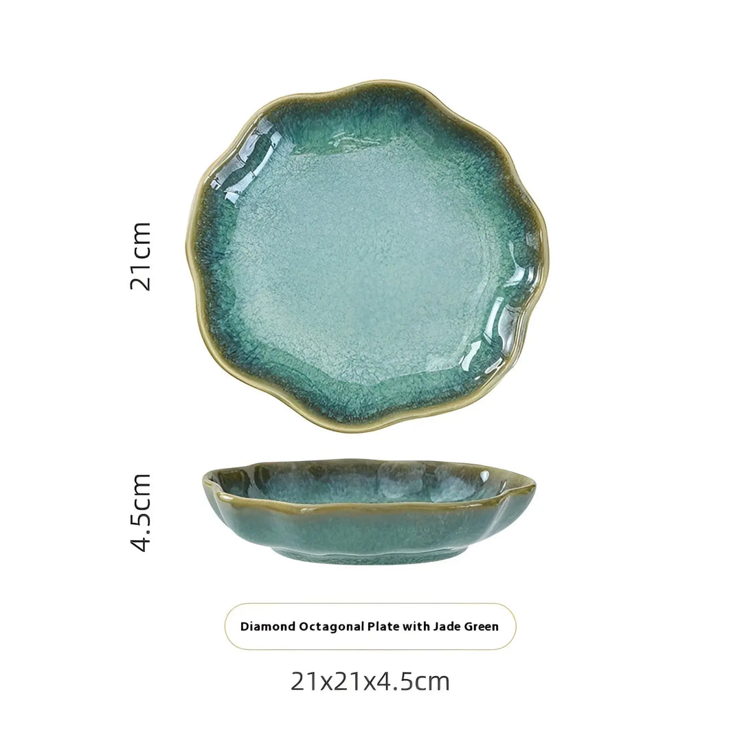 Ceramic Tableware Set Scalloped Fambe Diamond Dishes
