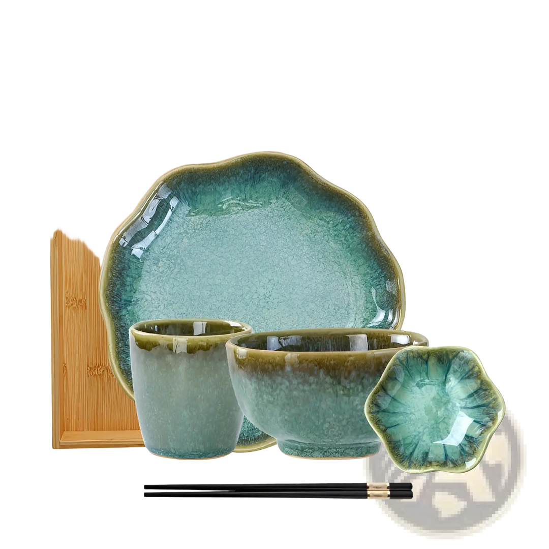 Ceramic Tableware Set Scalloped Fambe Diamond Dishes