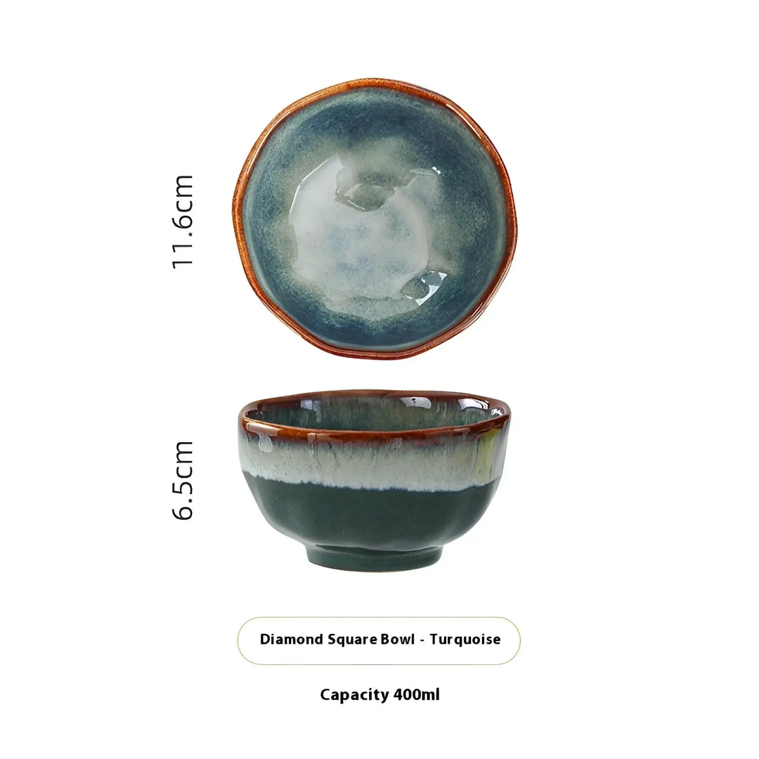 Ceramic Tableware Set Scalloped Fambe Diamond Dishes
