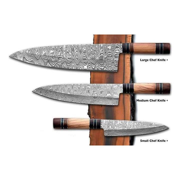 Handmade Damascus Chef Knife—13” with Olive Wood or Rosewood Handle