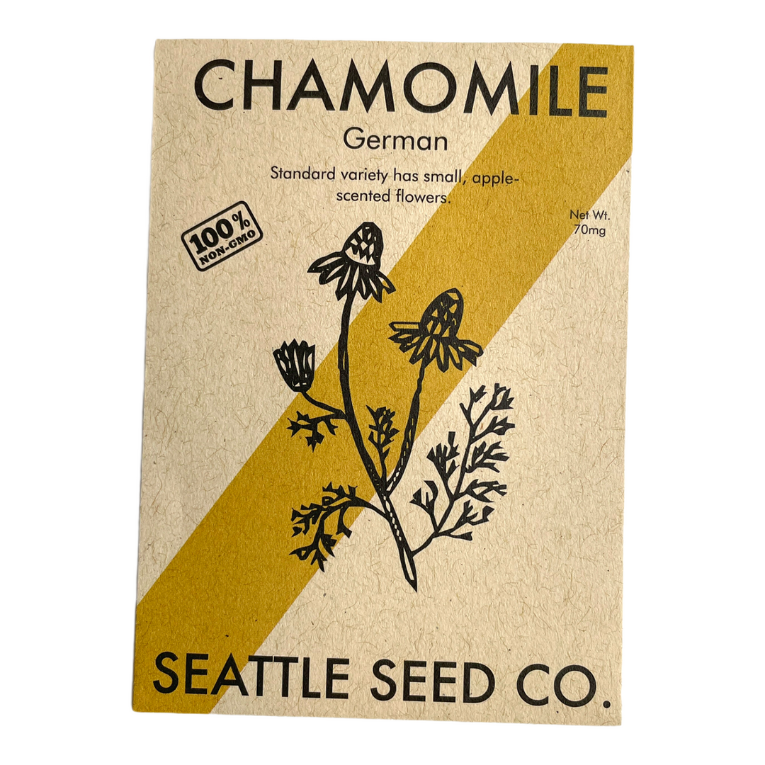 Chamomile seed packet, 70 mg, Seattle Seed Co. paper pouch