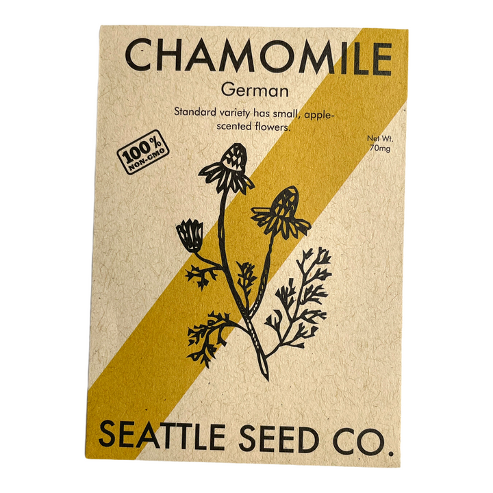 Chamomile seed packet, 70 mg, Seattle Seed Co. paper pouch