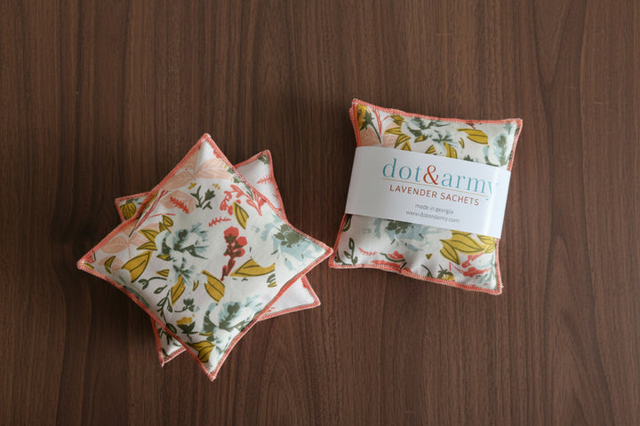 Coral and Blue Lavender Sachets (Set of 2)