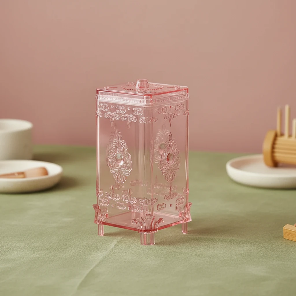 Ornate Embossed Amber Glass Cosmetic Storage Box