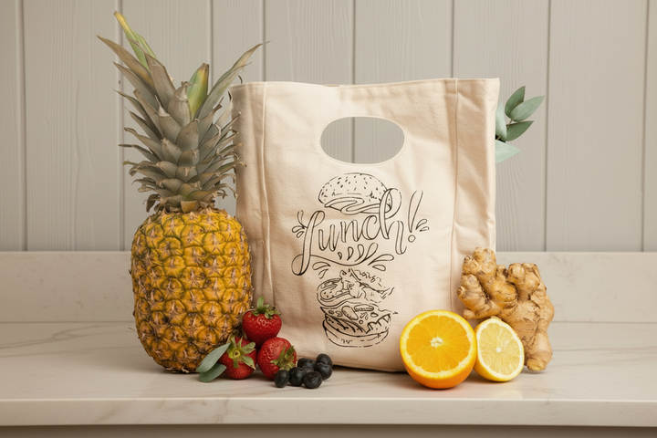 Reusable Organic Cotton Canvas Lunch Bag–Snap Closure