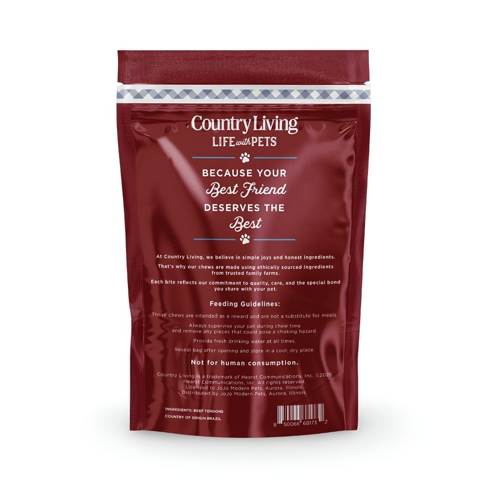CountryLiving beef tendon dog chews back label pouch