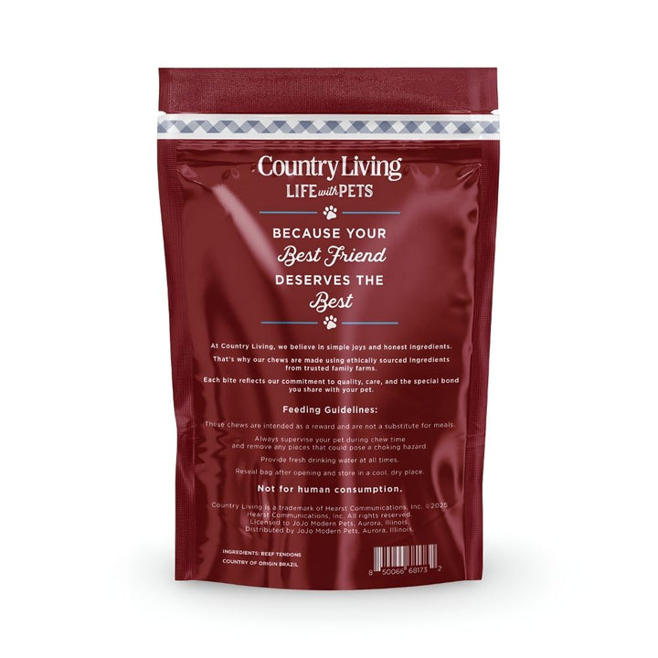 CountryLiving beef tendon dog chews back label pouch