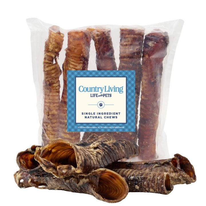 Bagged beef trachea dog treats, single-ingredient natural chews, 5-pack