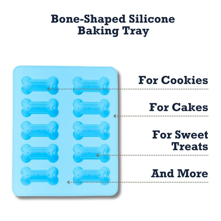 Blue silicone bone-shaped baking tray for cookies, cakes, and sweet treats