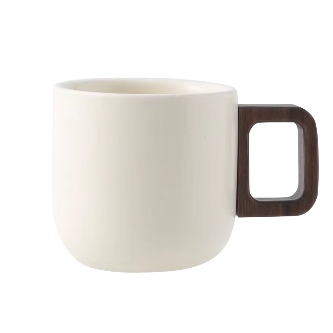 Handcrafted Ceramic Espresso Cup with Wooden Handle