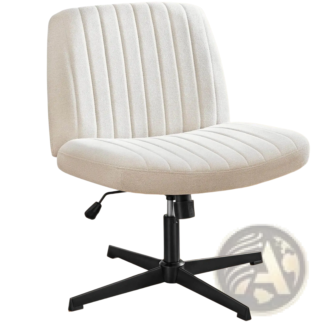 Cross Legged Office Chair Wide Swivel Armless Desk Chair
